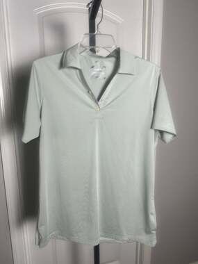 OOBE Hydro Performance Polo Light Green Striped Short Sleeve Shirt#278